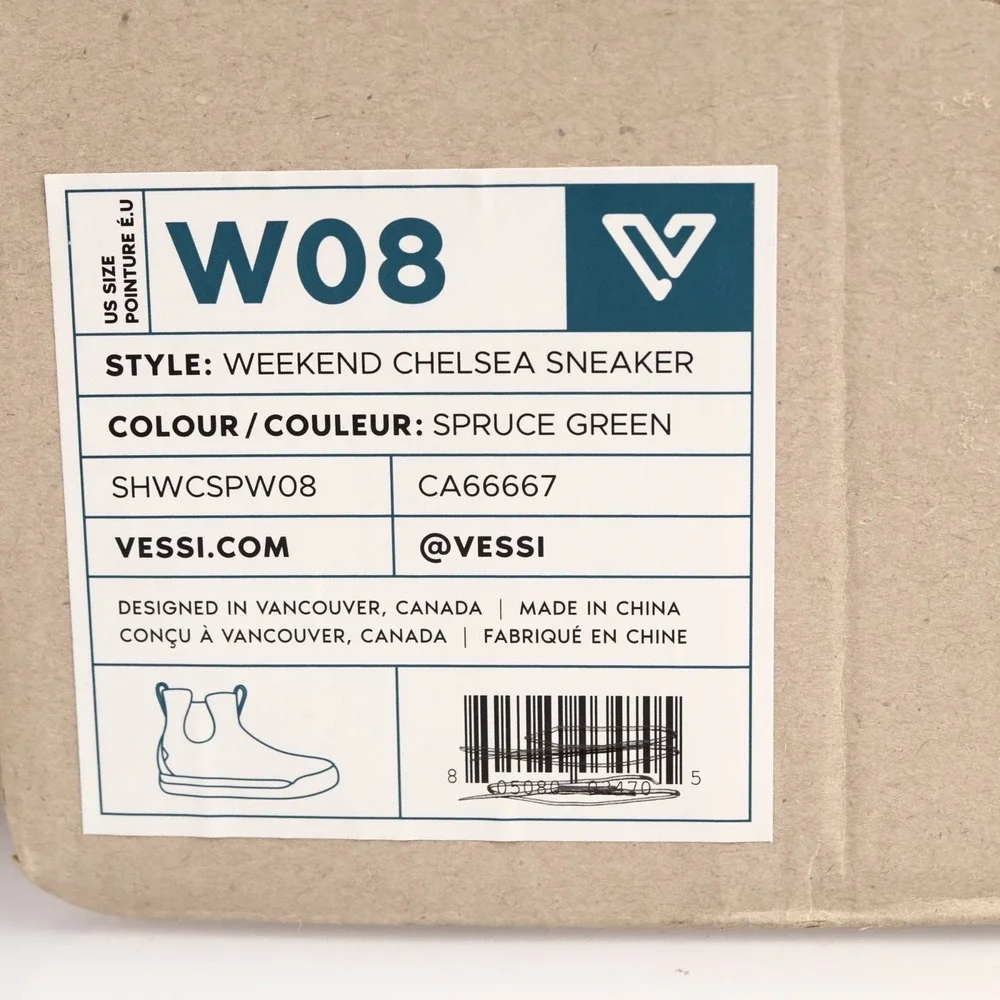 Vessi Womens Weekend Chelsea Sneaker Boots Size 8 Waterproof Green Shoe Booties